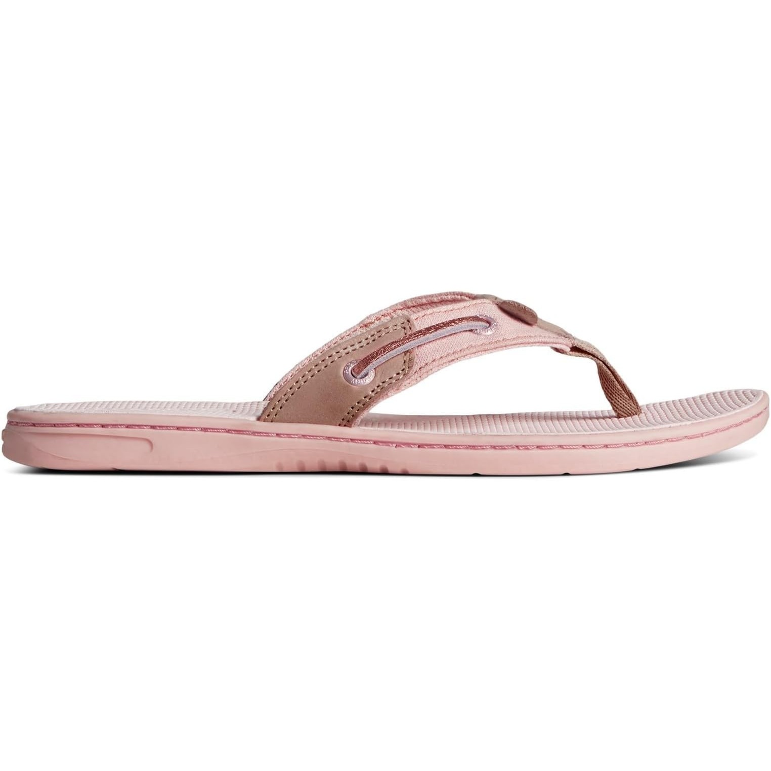 Sperry Top-Sider Seafish Peach Sparkle Leather Flip Flops Women Sandal Size 9.5